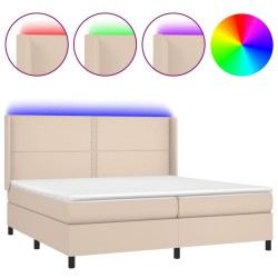 vidaXL Boxspringbett mit Matratze & LED Cappuccino-Braun 200x200cm