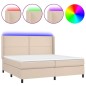 vidaXL Boxspringbett mit Matratze & LED Cappuccino-Braun 200x200cm vidaXL Boxspringbett mit Matratze & LED Cappuccino-Braun 200x200cm
