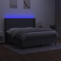 vidaXL Boxspringbett mit Matratze & LED Dunkelgrau 180x200 cm Stoff vidaXL Boxspringbett mit Matratze & LED Dunkelgrau 180x200 cm Stoff