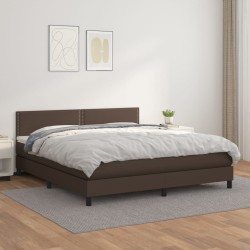 vidaXL Boxspringbett mit Matratze Braun 180x200 cm Kunstleder