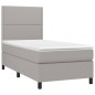 vidaXL Boxspringbett mit Matratze Hellgrau 90x190 cm Stoff vidaXL Boxspringbett mit Matratze Hellgrau 90x190 cm Stoff