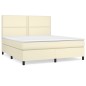vidaXL Boxspringbett mit Matratze Creme 160x200 cm Kunstleder vidaXL Boxspringbett mit Matratze Creme 160x200 cm Kunstleder