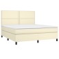 vidaXL Boxspringbett mit Matratze Creme 160x200 cm Kunstleder vidaXL Boxspringbett mit Matratze Creme 160x200 cm Kunstleder