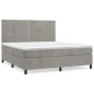 vidaXL Boxspringbett mit Matratze Hellgrau 160x200 cm Samt vidaXL Boxspringbett mit Matratze Hellgrau 160x200 cm Samt