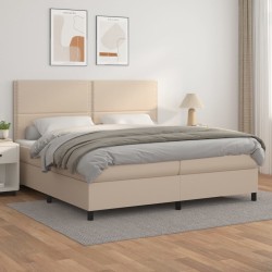 vidaXL Boxspringbett Matratze Cappuccino-Braun 200x200cm Kunstleder