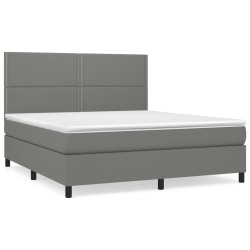 vidaXL Boxspringbett mit Matratze Dunkelgrau 160x200 cm Stoff