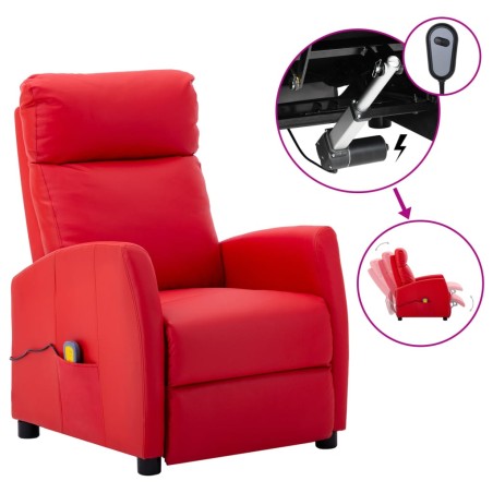 vidaXL Massagesessel Elektrisch Rot Kunstleder
