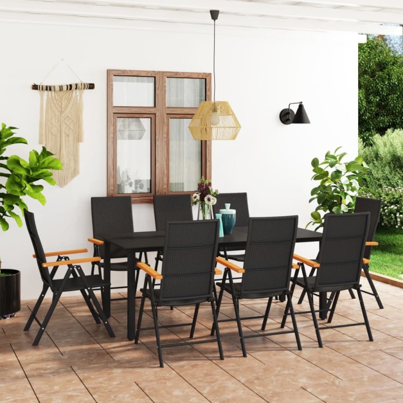 9-tlg. Garten-Essgruppe Schwarz und Braun 9-tlg. Garten-Essgruppe Schwarz und Braun