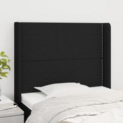 vidaXL Kopfteil mit Ohren Schwarz 93x16x118/128 cm Stoff