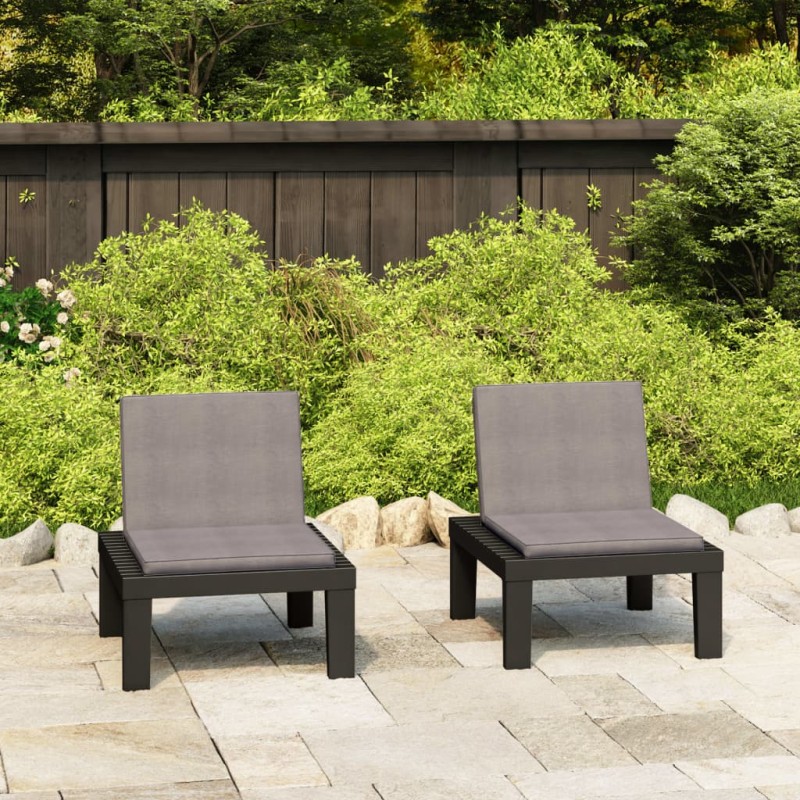 vidaXL Gartenstühle mit Auflagen 2 Stk. Kunststoff Grau vidaXL Gartenstühle mit Auflagen 2 Stk. Kunststoff Grau