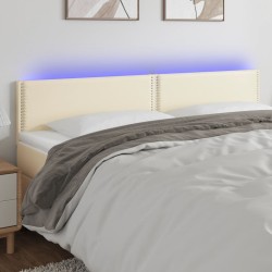vidaXL LED Kopfteil Creme 160x5x78/88 cm Kunstleder