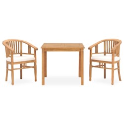 vidaXL 3-tlg. Garten-Essgruppe mit Auflagen Teak Massivholz 