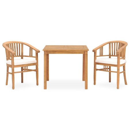 vidaXL 3-tlg. Garten-Essgruppe mit Auflagen Teak Massivholz 