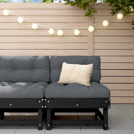 vidaXL Garten-Mittelsofa Schwarz Massivholz Kiefer