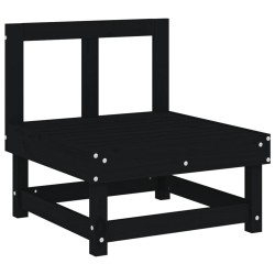 vidaXL Garten-Mittelsofa Schwarz Massivholz Kiefer