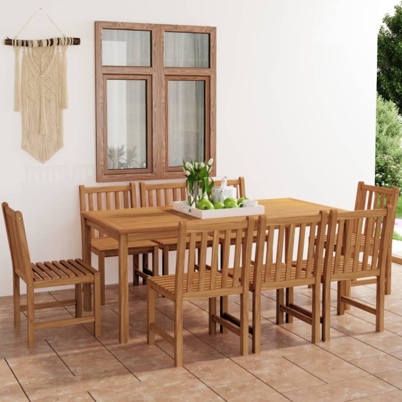 vidaXL 9-tlg. Garten-Essgruppe Massivholz Teak vidaXL 9-tlg. Garten-Essgruppe Massivholz Teak