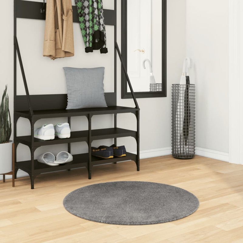 vidaXL Teppich HUARTE Kurzflor Weich und Waschbar Anthrazit Ø 80 cm vidaXL Teppich HUARTE Kurzflor Weich und Waschbar Anthrazit Ø 80 cm