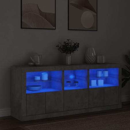 vidaXL Sideboard mit LED-Leuchten Betongrau 162x37x67 cm
