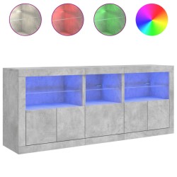 vidaXL Sideboard mit LED-Leuchten Betongrau 162x37x67 cm