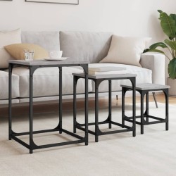 vidaXL Satztische 3 Stk. Grau Sonoma Holzwerkstoff