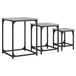 vidaXL Satztische 3 Stk. Grau Sonoma Holzwerkstoff
