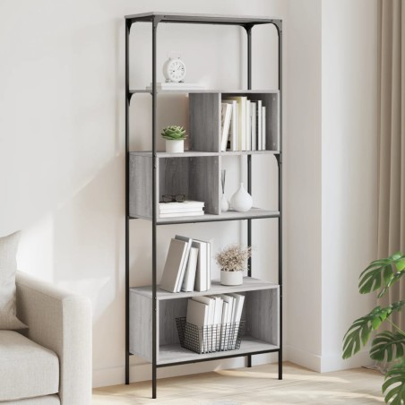vidaXL Bücherregal 5 Böden Grau Sonoma 76x33x188,5 cm Holzwerkstoff