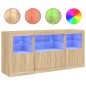 vidaXL Sideboard mit LED-Leuchten Sonoma-Eiche 142,5x37x67 cm vidaXL Sideboard mit LED-Leuchten Sonoma-Eiche 142,5x37x67 cm