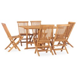 7-tlg. Garten-Essgruppe Klappbar Massivholz Teak