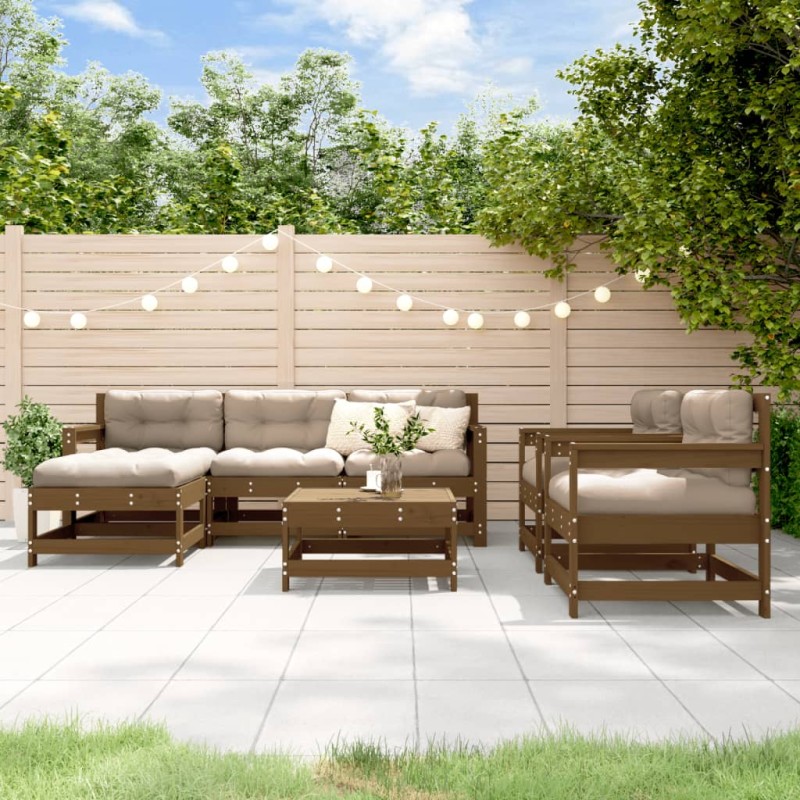 vidaXL 7-tlg. Garten-Lounge-Set Honigbraun Massivholz Kiefer vidaXL 7-tlg. Garten-Lounge-Set Honigbraun Massivholz Kiefer