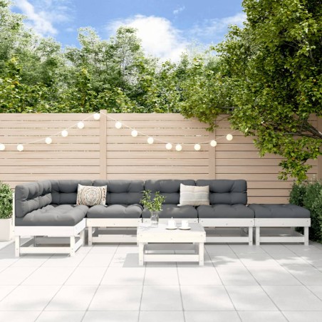 vidaXL 7-tlg. Garten-Lounge-Set Weiß Massivholz Kiefer