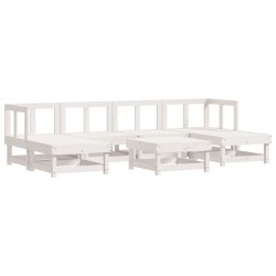 vidaXL 7-tlg. Garten-Lounge-Set Weiß Massivholz Kiefer