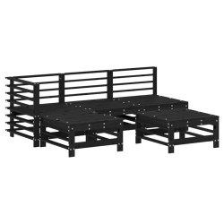 vidaXL 5-tlg. Garten-Lounge-Set Schwarz Massivholz Kiefer