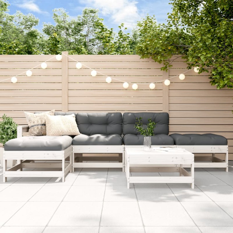 vidaXL 6-tlg. Garten-Lounge-Set Weiß Massivholz Kiefer vidaXL 6-tlg. Garten-Lounge-Set Weiß Massivholz Kiefer