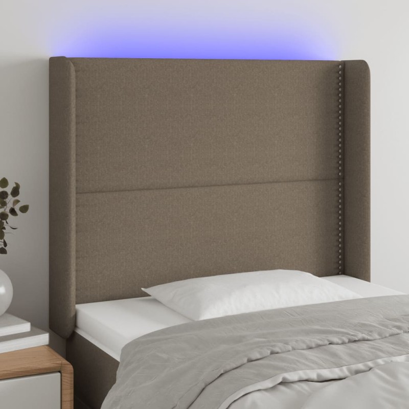 vidaXL LED Kopfteil Taupe 93x16x118/128 cm Stoff