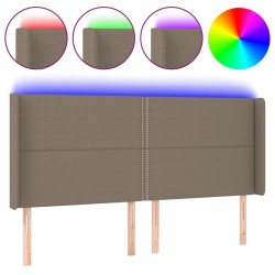 vidaXL LED Kopfteil Taupe 163x16x118/128 cm Stoff