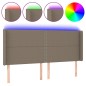 vidaXL LED Kopfteil Taupe 163x16x118/128 cm Stoff