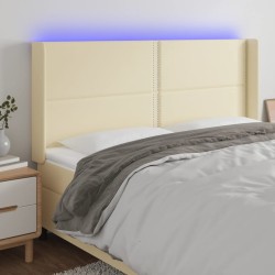 vidaXL LED Kopfteil Creme 183x16x118/128 cm Kunstleder