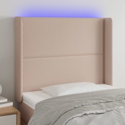 vidaXL LED Kopfteil Cappuccino-Braun 83x16x118/128 cm Kunstleder