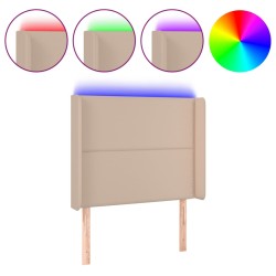 vidaXL LED Kopfteil Cappuccino-Braun 83x16x118/128 cm Kunstleder