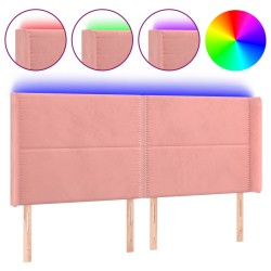 vidaXL LED Kopfteil Rosa 203x16x118/128 cm Samt