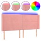 vidaXL LED Kopfteil Rosa 203x16x118/128 cm Samt