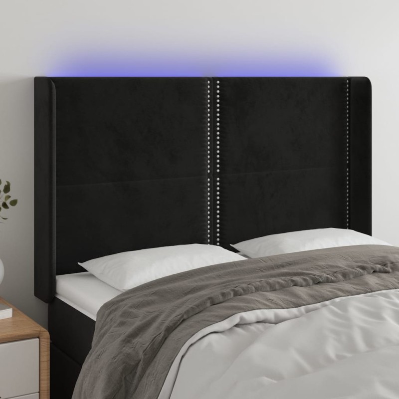 vidaXL LED Kopfteil Schwarz 147x16x118/128 cm Samt vidaXL LED Kopfteil Schwarz 147x16x118/128 cm Samt