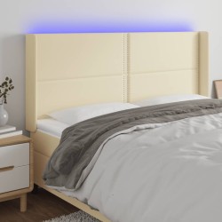 vidaXL LED Kopfteil Creme 163x16x118/128 cm Kunstleder