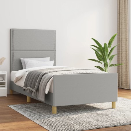 vidaXL Bettgestell mit Kopfteil Hellgrau 90x190 cm Stoff