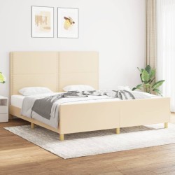 vidaXL Bettgestell mit Kopfteil Creme 180x200 cm Stoff