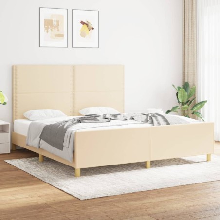 vidaXL Bettgestell mit Kopfteil Creme 180x200 cm Stoff