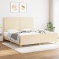 vidaXL Bettgestell mit Kopfteil Creme 180x200 cm Stoff vidaXL Bettgestell mit Kopfteil Creme 180x200 cm Stoff