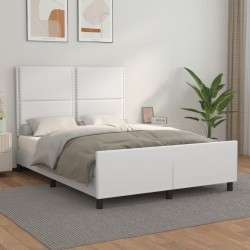 vidaXL Bettgestell mit Kopfteil Weiß 140x200 cm Kunstleder