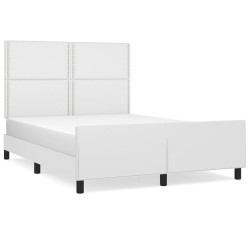 vidaXL Bettgestell mit Kopfteil Weiß 140x190 cm Kunstleder