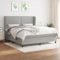 vidaXL Boxspringbett mit Matratze Hellgrau 160x200 cm Stoff vidaXL Boxspringbett mit Matratze Hellgrau 160x200 cm Stoff
